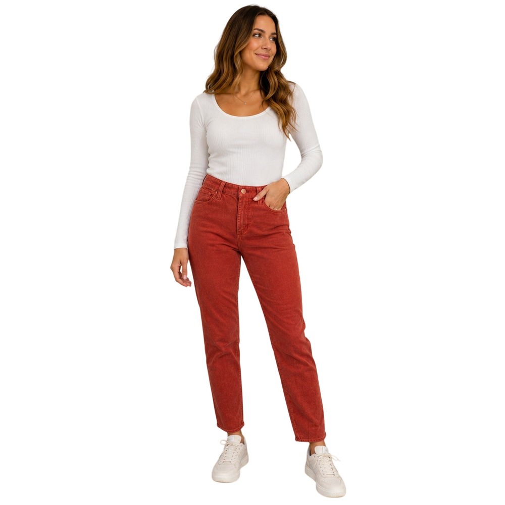 Abercrombie & Fitch Mid Rise Super Skinny Corduroy Pants Rust Orange SIZE 27